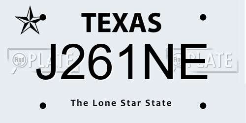 J261NE Texas License Plate