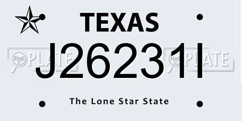 J26231I Texas License Plate