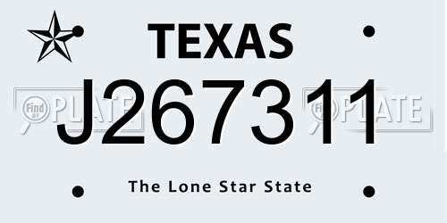 J267311 Texas License Plate