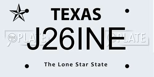 J26INE Texas License Plate