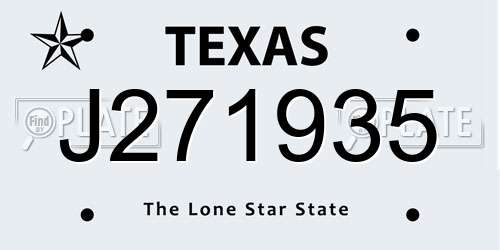 J271935 Texas License Plate