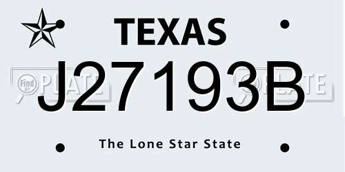 J27193B Texas License Plate