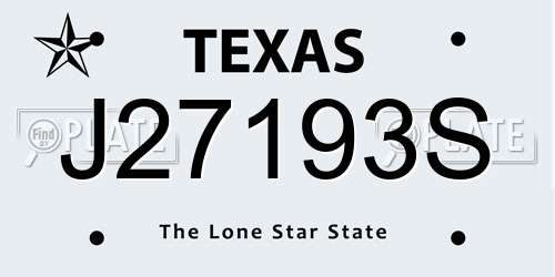 J27193S Texas License Plate