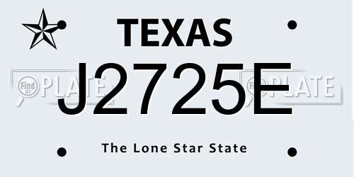 J2725E Texas License Plate