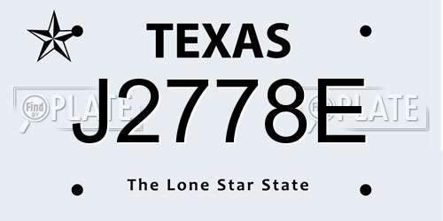 J2778E Texas License Plate