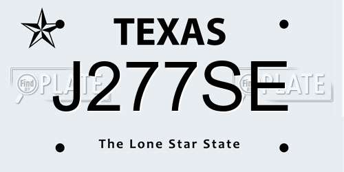 J277SE Texas License Plate