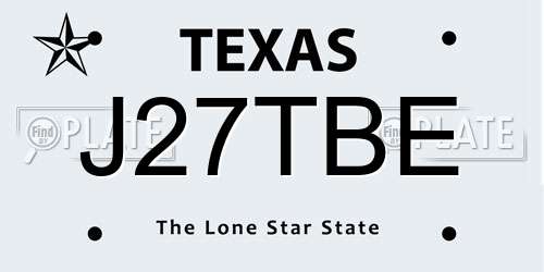 J27TBE Texas License Plate