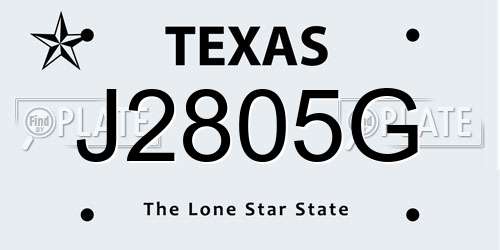 J2805G Texas License Plate