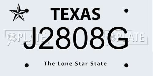 J2808G Texas License Plate