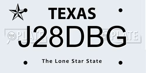 J28DBG Texas License Plate
