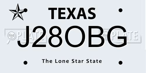 J28OBG Texas License Plate