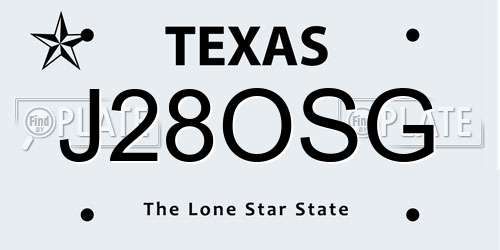 J28OSG Texas License Plate