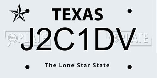 J2C1DV Texas License Plate