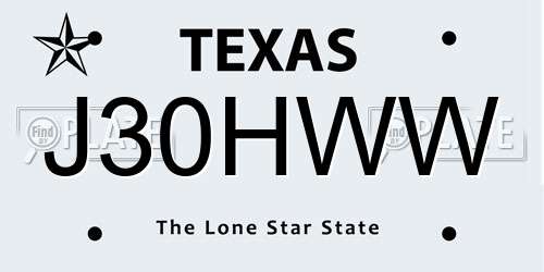 J30HWW Texas License Plate