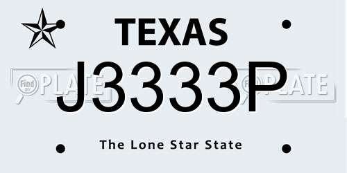 J3333P Texas License Plate
