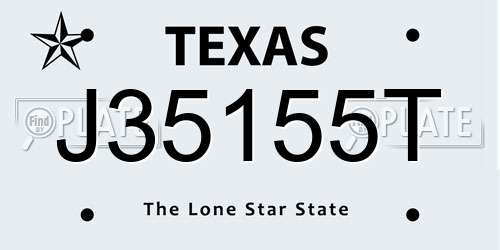 J35155T Texas License Plate