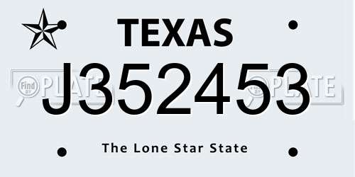 J352453 Texas License Plate