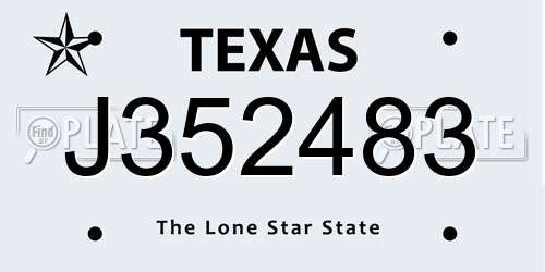 J352483 Texas License Plate