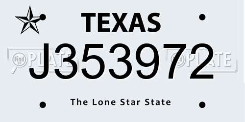 J353972 Texas License Plate