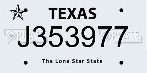 J353977 Texas License Plate