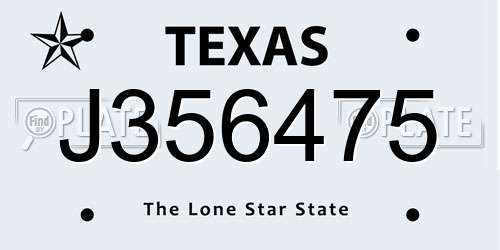 J356475 Texas License Plate