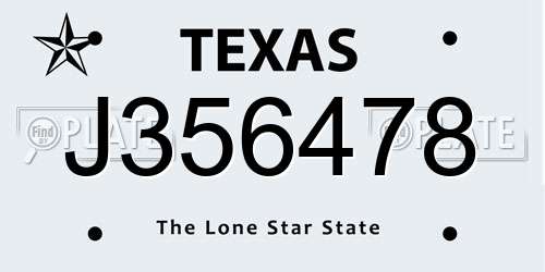 J356478 Texas License Plate