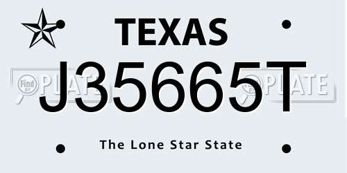 J35665T Texas License Plate