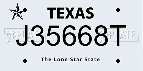 J35668T Texas License Plate