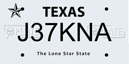 J37KNA Texas License Plate