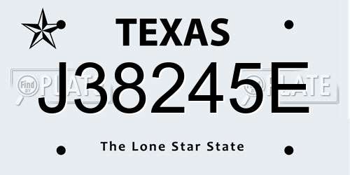 J38245E Texas License Plate