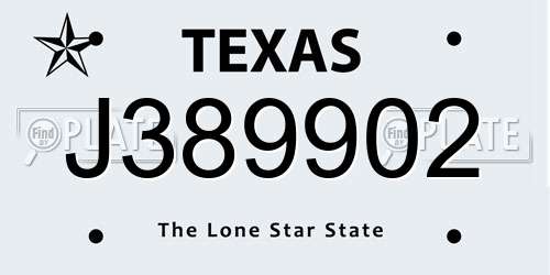 J389902 Texas License Plate