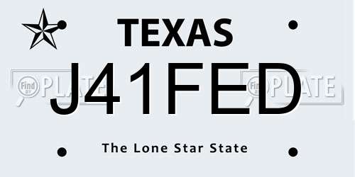 J41FED Texas License Plate