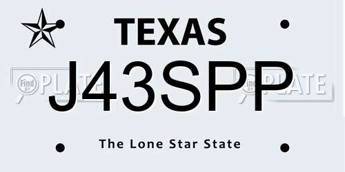 J43SPP Texas License Plate
