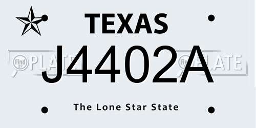 J4402A Texas License Plate