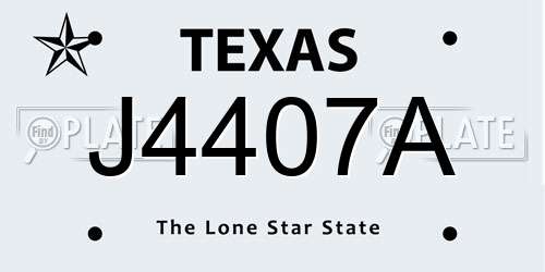 J4407A Texas License Plate