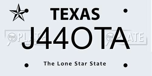 J44OTA Texas License Plate