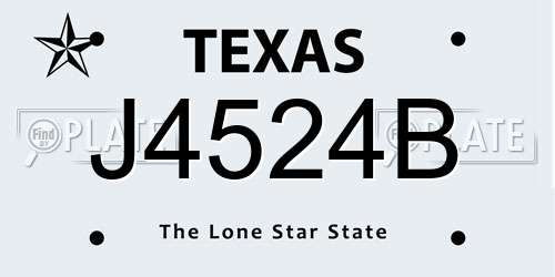 J4524B Texas License Plate