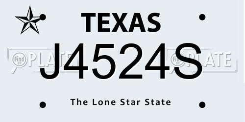 J4524S Texas License Plate