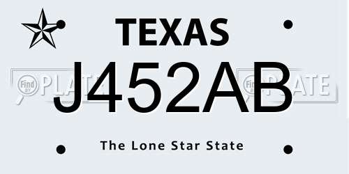 J452AB Texas License Plate
