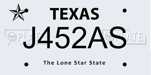 J452AS Texas License Plate