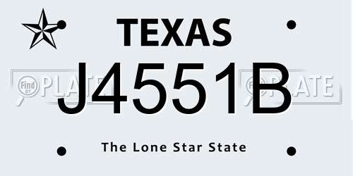 J4551B Texas License Plate