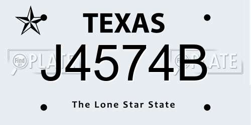 J4574B Texas License Plate