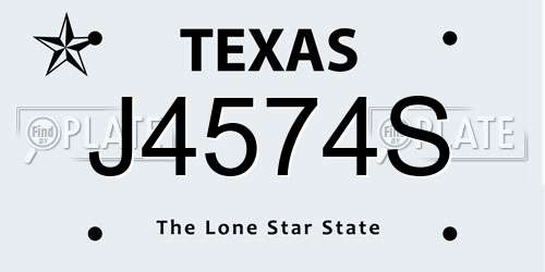 J4574S Texas License Plate
