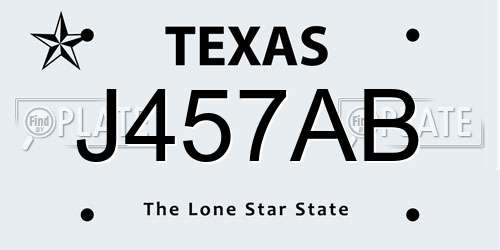 J457AB Texas License Plate