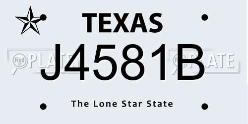 J4581B Texas License Plate
