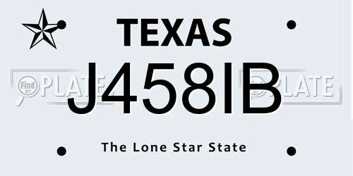 J458IB Texas License Plate