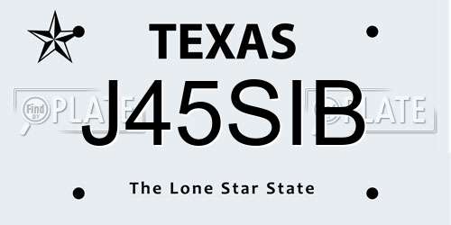 J45SIB Texas License Plate