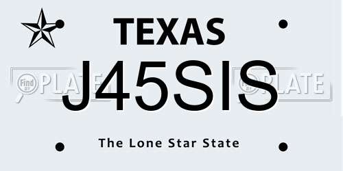 J45SIS Texas License Plate