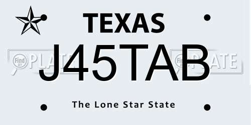 J45TAB Texas License Plate