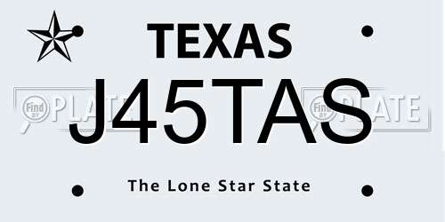 J45TAS Texas License Plate